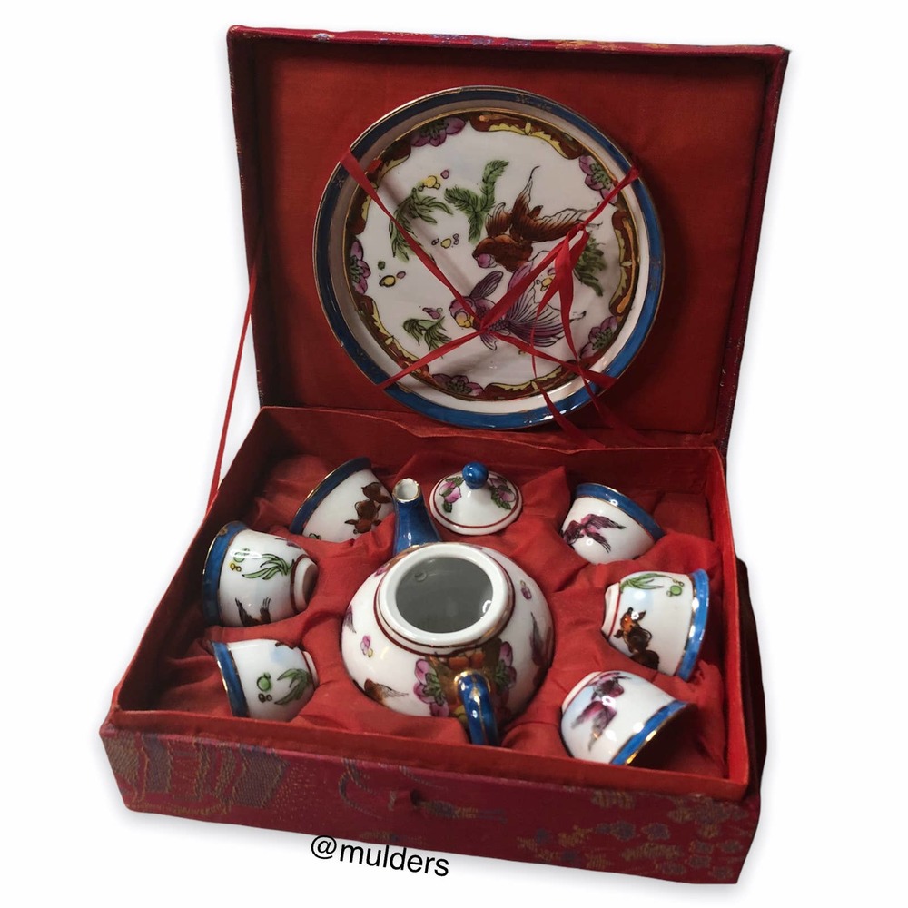 Vintage Chinese Miniature Fish Themed Tea Serving Set